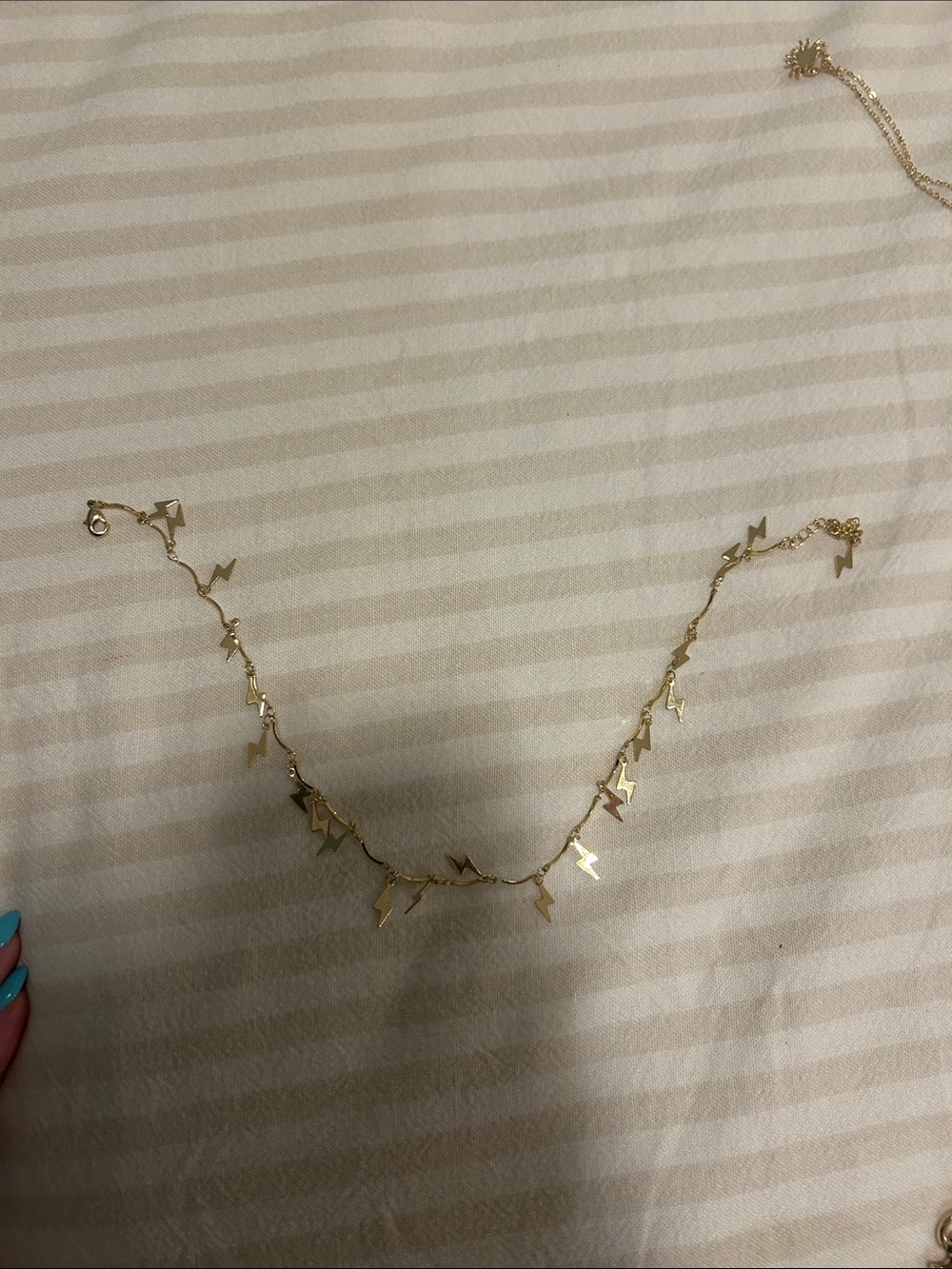 Gold Lightning Bolt Charm Necklace - Women Jewelry